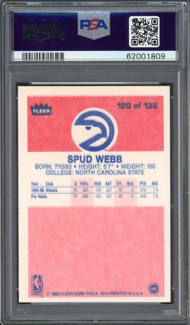 1986 Fleer #120 Spud Webb PSA 9