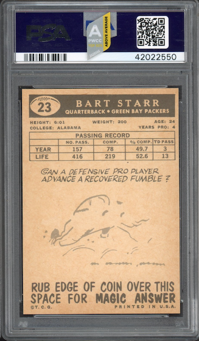1959 Topps #23 Bart Starr PSA MINT 9
