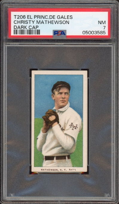 1909-11 T206 El Principal De Gales Christy Mathewson Dark Cap PSA NM 7