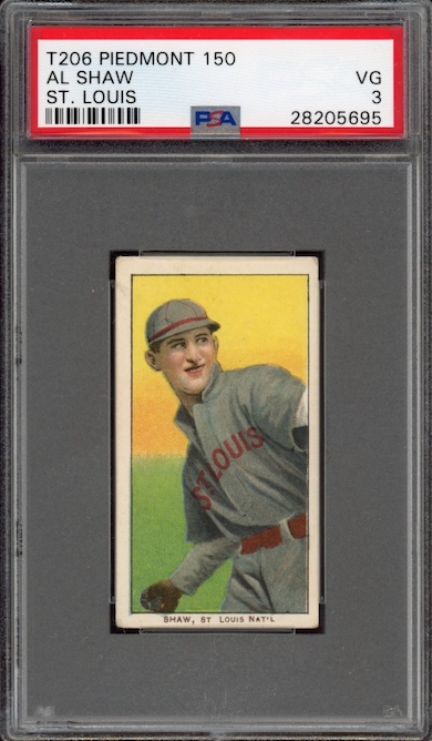 1909-11 T206 Piedmont 150 Al Shaw St. Louis PSA VG 3