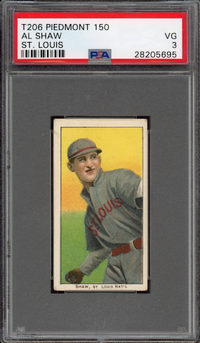 1909-11 T206 Piedmont 150 Al Shaw St. Louis PSA VG 3