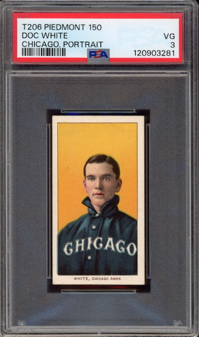 1909-11 T206 Piedmont 150 Doc White Chicago, Portrait PSA VG 3