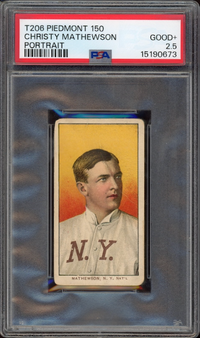 1909-11 T206 Piedmont 150 Portrait Christy Mathewson PSA GOOD+ 2.5