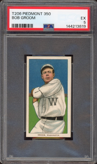 1909-11 T206 Piedmont 350 Bob Groom PSA EX 5