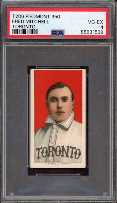 1909-11 T206 Piedmont 350 Fred Mitchell Toronto PSA VG-EX 4