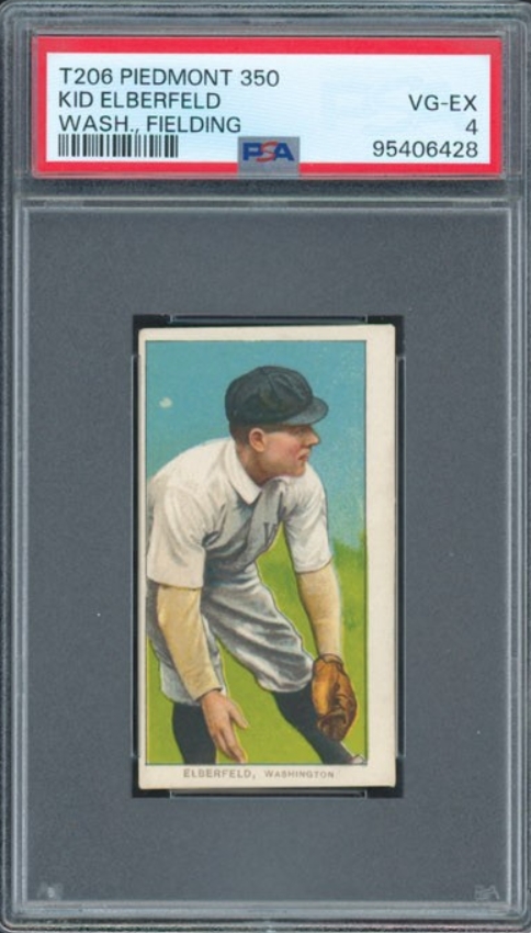 1909-11 T206 Piedmont 350 Kid Elberfeld Wash., Fielding PSA 4