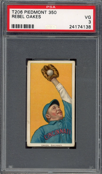 1909-11 T206 Piedmont 350 Rebel Oakes PSA VG 3