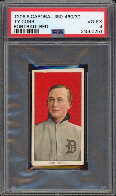 1909-11 T206 Sweet Caporal 350-460/30 Ty Cobb Portrait - Red PSA VG-EX 4