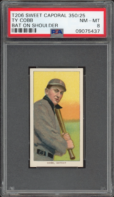 1909-11 T206 Sweet Caporal 350/25 Ty Cobb Bat On Shoulder PSA NM-MT 8