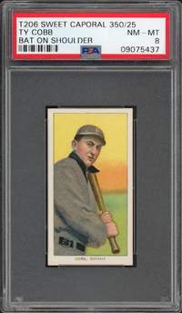 1909-11 T206 Sweet Caporal 350/25 Ty Cobb Bat On Shoulder PSA NM-MT 8