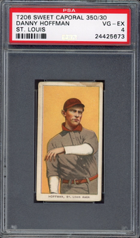1909-11 T206 Sweet Caporal 350/30 Danny Hoffman - St. Louis PSA VG-EX 4