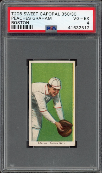 1909-11 T206 Sweet Caporal 350/30 Peaches Graham - Boston PSA VG-EX 4