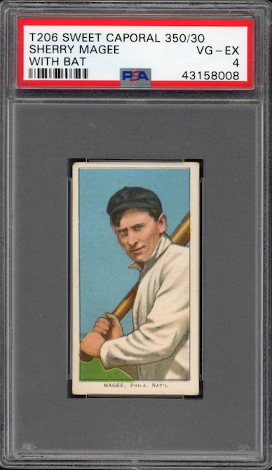 1909-11 T206 Sweet Caporal 350/30 Sherry Magee - With Bat PSA VG-EX 4