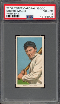 1909-11 T206 Sweet Caporal 350/30 Sherry Magee - With Bat PSA VG-EX 4