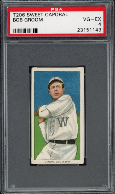 1909-11 T206 Sweet Caporal Bob Groom PSA VG-EX 4