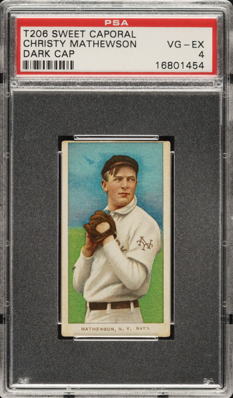1909-11 T206 Sweet Caporal Christy Mathewson Dark Cap PSA VG-EX 4