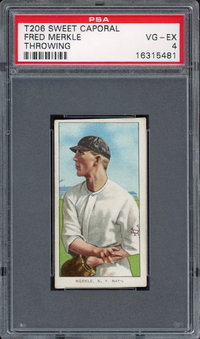 1909-11 T206 Sweet Caporal Fred Merkle - Throwing PSA VG-EX 4