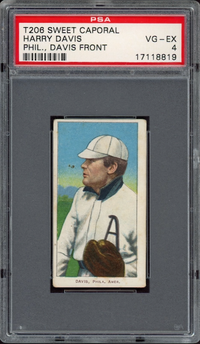 1909-11 T206 Sweet Caporal Harry Davis - Phil., David Front PSA VG-EX 4