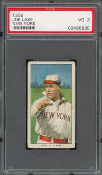 1909-11 T206 Sweet Caporal Joe Lake New York PSA VG 3