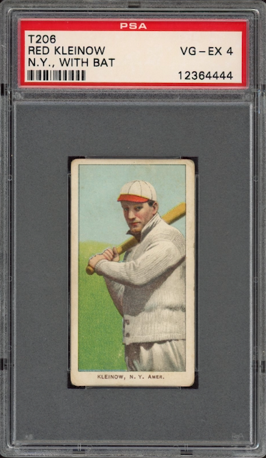 1909-11 T206 Sweet Caporal Red Kleinow - N.Y., With Bat PSA VG-EX 4