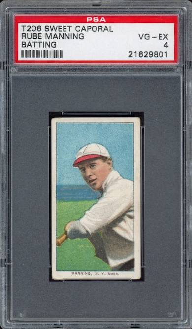 1909-11 T206 Sweet Caporal Rube Manning - Batting PSA VG-EX 4