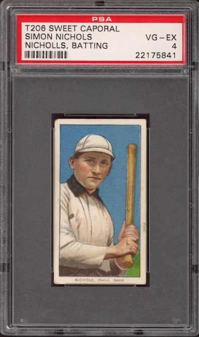 1909-11 T206 Sweet Caporal Simon Nichols - Nicholls, Batting PSA VG-EX 4