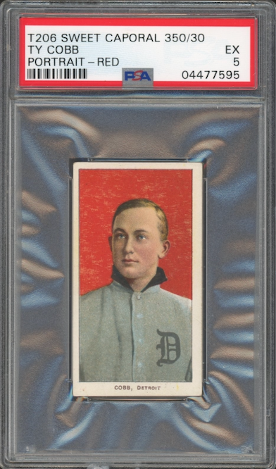 1909-11 T206 Sweet Caporal Ty Cobb Portrait - Red PSA EX 5