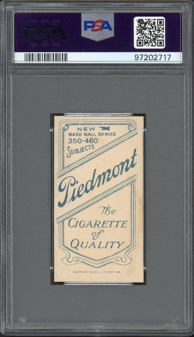 1909-11 T206 Piedmont 350-460/25 Joe Lake St. Louis, No Ball PSA EX 5