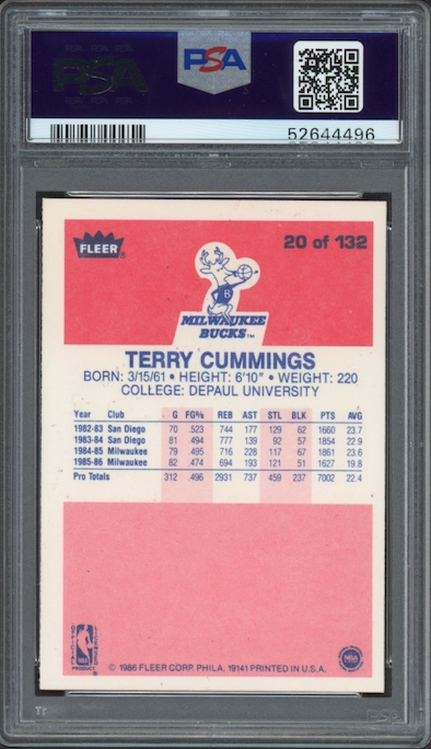 1986 Fleer #20 Terry Cummings PSA 9