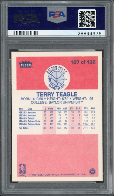 1986 Fleer #107 Terry Teagle PSA 9
