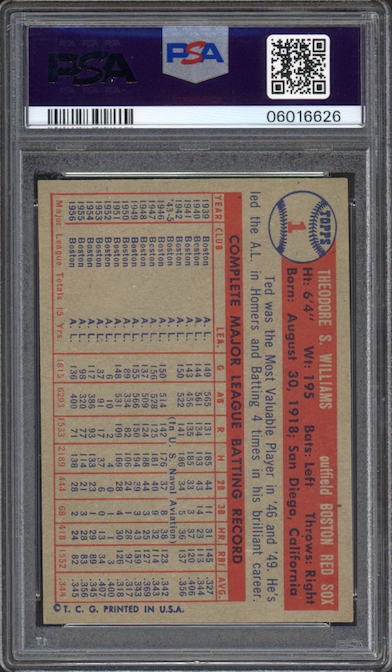 1957 Topps #1 Ted Williams PSA NM-MT 8