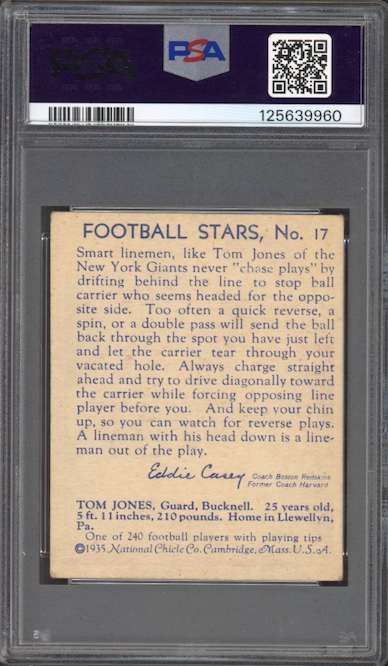 1935 National Chicle #17 Tom Jones PSA VG-EX 4