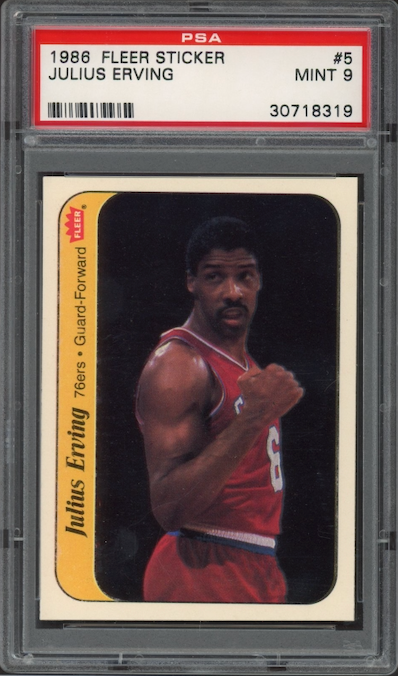 1986 Fleer Sticker #5 Julius Erving PSA 9