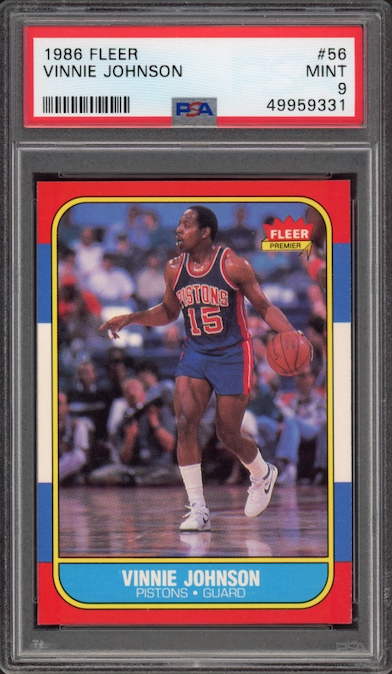 1986 Fleer #56 Vinnie Johnson PSA 9