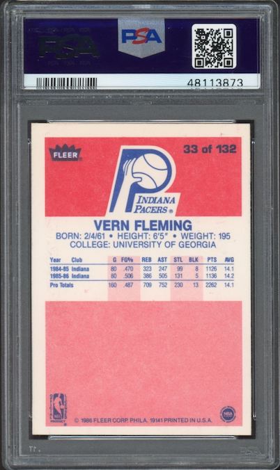 1986 Fleer #33 Vern Fleming PSA 9