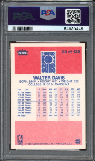 1986 Fleer #23 Walter Davis PSA 9