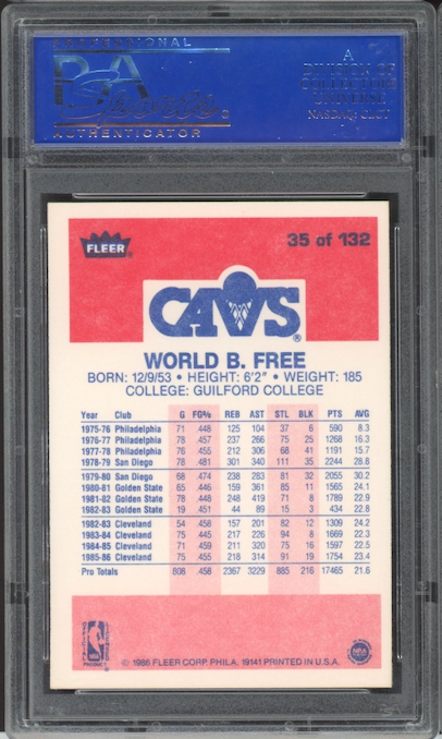 1986 Fleer #35 World B. Free PSA 9