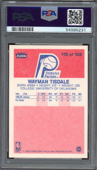 1986 Fleer #113 Wayman Tisdale PSA 9