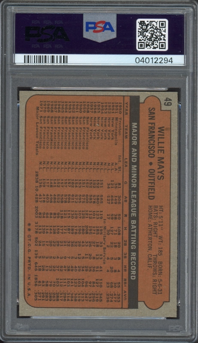 1972 Topps #49 Willie Mays PSA NM-MT 8