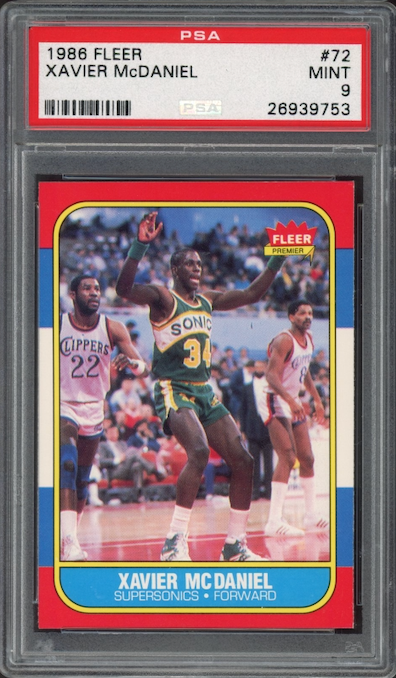 1986 Fleer #72 Xavier McDaniel PSA 9