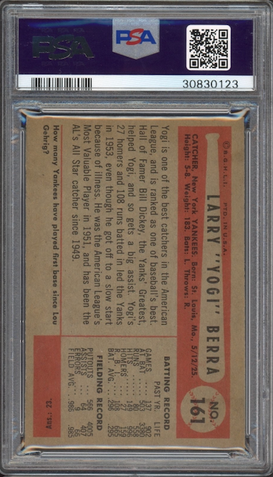 1954 Bowman #161 Yogi Berra PSA MINT 9