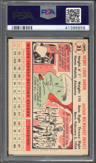 1956 Topps #31 Hank Aaron PSA NM-MT 8