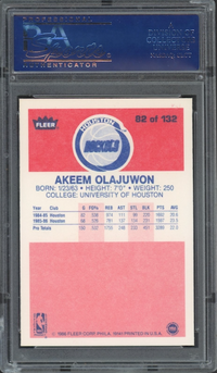 1986 Fleer #82 Akeem Olajuwon ROOKIE PSA GEM MINT 10