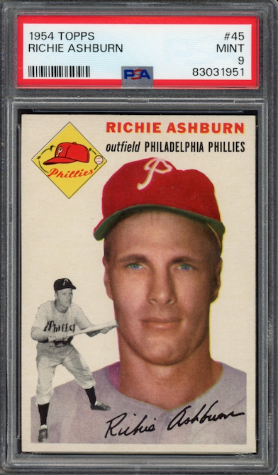 1954 Topps #45 Richie Ashburn PSA MINT 9