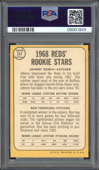1968 Topps #247 Reds Rookies Johnny Bench ROOKIE PSA MINT 9