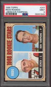 1968 Topps #247 Reds Rookies Johnny Bench ROOKIE PSA MINT 9