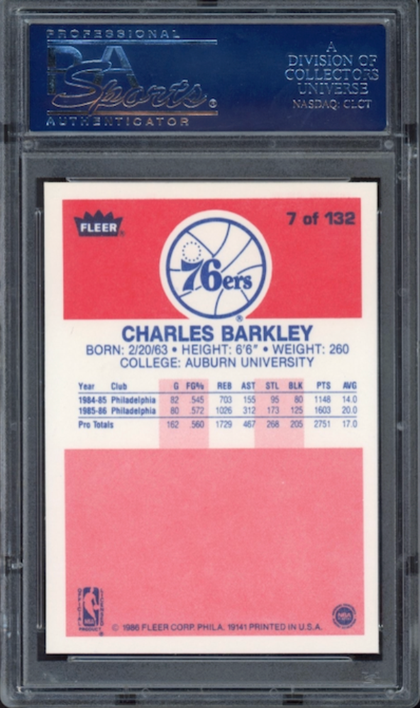1986 Fleer #7 Charles Barkley PSA 9