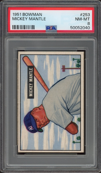 1951 Bowman #253 Mickey Mantle ROOKIE PSA NM-MT 8