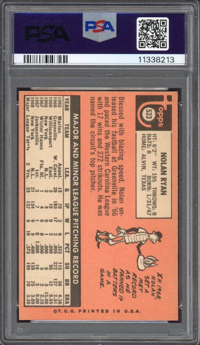 1969 Topps #533 Nolan Ryan PSA NM-MT 8
