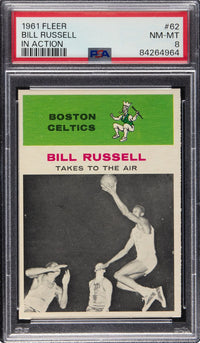 1961 Fleer #62 Bill Russell In Action PSA NM-MT 8